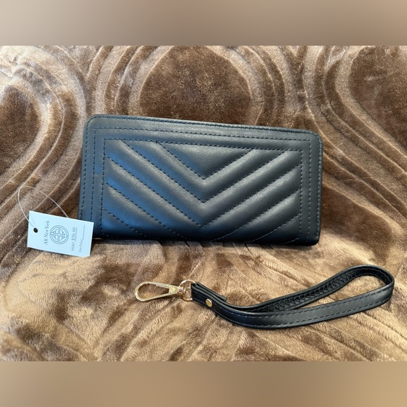 AR New York Handbags - AR New York Wristlet Black with Gold Hardwares